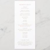 Vintage-Gold-Monogramm klassische moderne Hochzeit Programm (Rückseite)