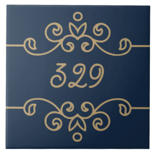 Vintage Gold & Navy Blau Elegantes Monogramm mit B Fliese