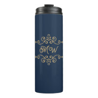 Vintage Gold & Navy Blau Elegantes Monogramm mit B