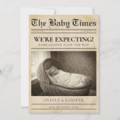 vintage gold Newspaper Pregnancy Announcement Ankündigung (Vorderseite)