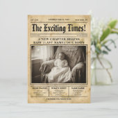 vintage gold Newspaper Pregnancy Announcement Ankündigung (Stehend Vorderseite)