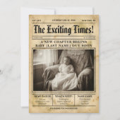 vintage gold Newspaper Pregnancy Announcement Ankündigung (Vorderseite)