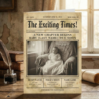 vintage gold Newspaper Pregnancy Announcement Ankündigung