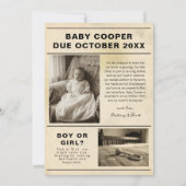 vintage gold Newspaper Pregnancy Announcement Ankündigung (Rückseite)