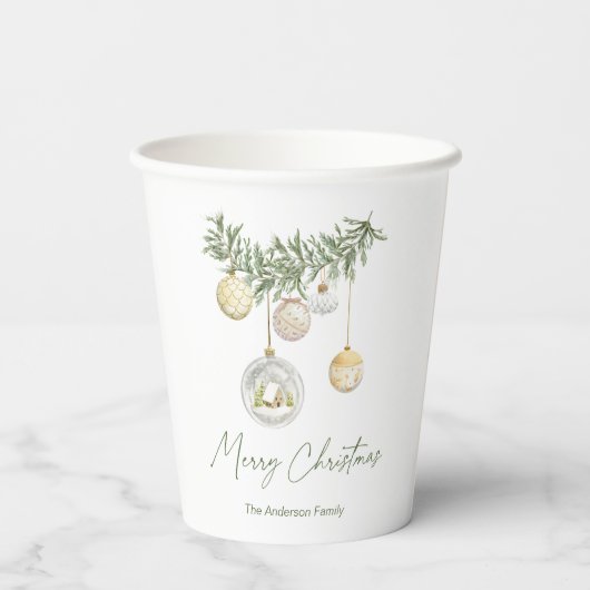 Vintage Gold Ornament Christmas Pappbecher (Rückseite)