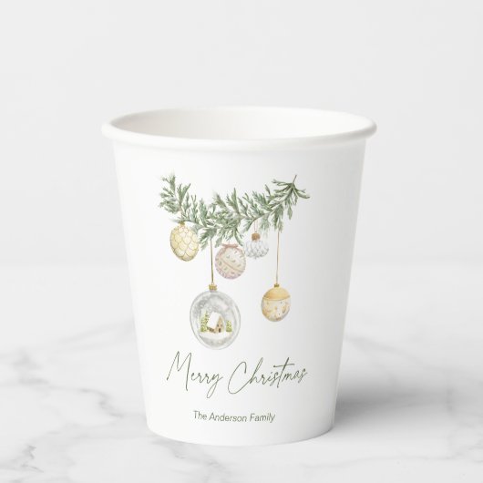 Vintage Gold Ornament Christmas Pappbecher (Vorderseite)