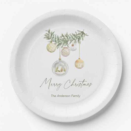 Vintage Gold Ornament Christmas Pappteller (Vorderseite)