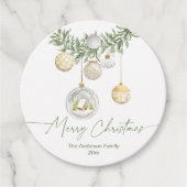 Vintage Gold Ornament Greenery Merry Christmas Geschenkanhänger (Vorderseite)