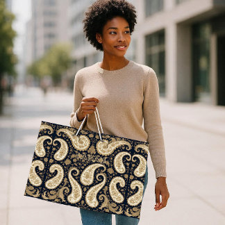 Vintage Gold Ornate Paisley Dark Persian Heritage Große Geschenktüte
