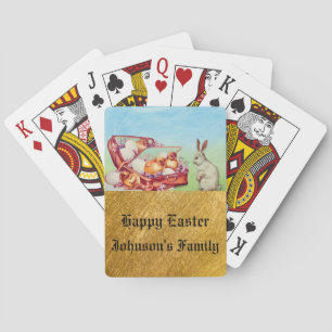 Vintage Gold Osterhase Ei und Küken  Spielkarten