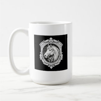 Vintage-Gold-Pferdeporträt Ornamentale Kunst Kaffeetasse