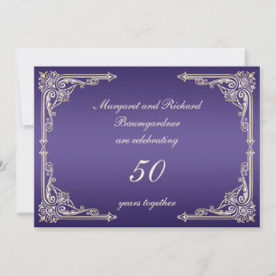 Vintage Gold Purple Scrolls 50. Jubiläum Einladung