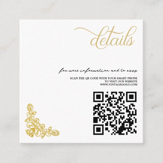 Vintage Gold QR-Code Begleitkarte (Vorderseite)
