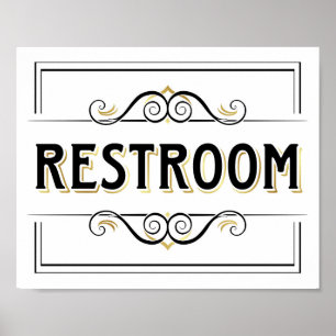 Vintage Gold-RESTROOM-Beschriftung Poster