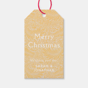 Vintage Gold-Rittersporn-Blumen Frohe Weihnachten  Geschenkanhänger