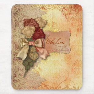 Vintage Gold Rosen und Spitze personalisierte Maus Mousepad
