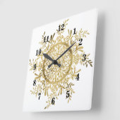 Vintage Gold Snowflake Quadratische Wanduhr (Winkel)