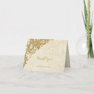 Vintage-Gold-Sparklingrosen auf Elfenbein-Dankesch Dankeskarte