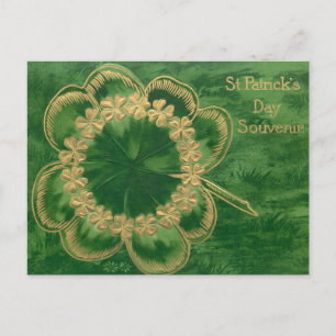 Vintage Gold St. Patrick's Day Kleeblatts Feiertagspostkarte