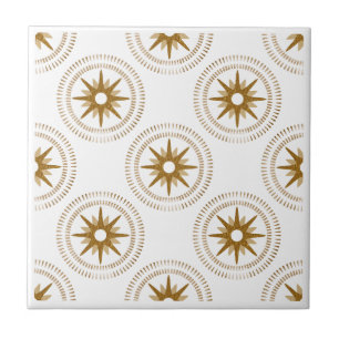 Vintage Gold-Sternenexplosions-Medaillon-Muster Fliese