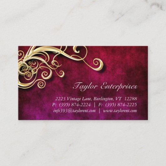 Vintage Gold Swirl Business Card Visitenkarte (Vorderseite)