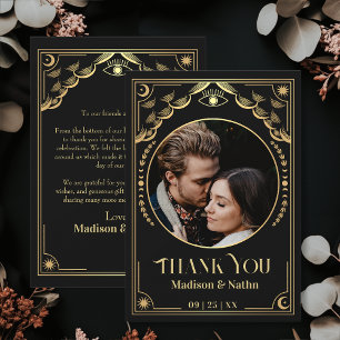 Vintage-Gold-Tarotkarten-Foto Hochzeits-Dankeschön Dankeskarte