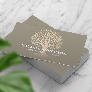 Vintage Gold Tree Yoga-Lehrer Wellness SPA Visitenkarte