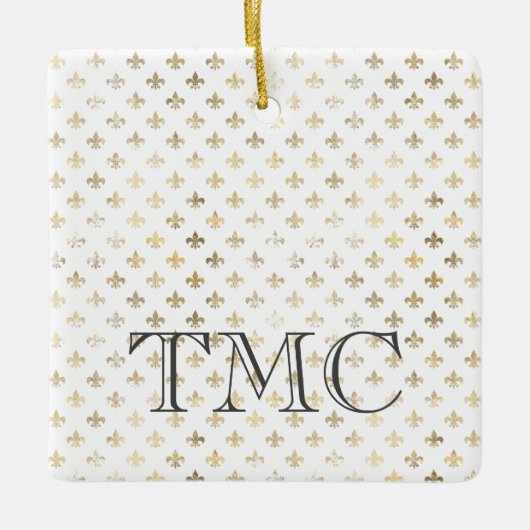 Vintage Gold Trefoil Black Initials Französisches  Keramikornament (Vorderseite)