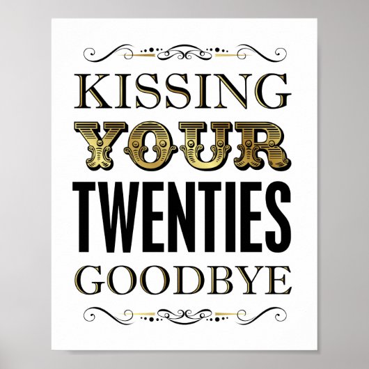 Vintage Gold TWENTIES GOODBYE signieren Print Poster (Vorne)