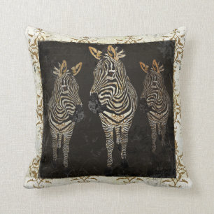 Vintage Gold & Weiße Zebras MoJo Kissen