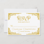 Vintage Gold White Wedding  RSVP Karte (Vorderseite)