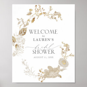 Vintage Gold Wildflower Brautparty Willkommensgruß Poster