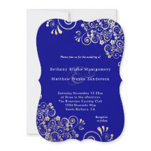 Vintage Gold Wirbel auf Blue Stylish Wedding