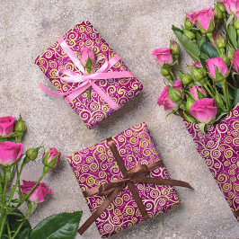 Vintage Gold Wirbel Muster Niedlich Girly Pink Geschenkpapier