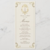 Vintage Goldbarock-Hochzeit Menükarte (Vorderseite)