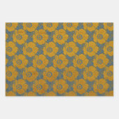 Vintage Goldbarren-Blütenbrokade Geschenkpapier Set (Vorderseite)