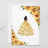 Vintage Goldblume Braune Prinzessin Quinceañera Einladung (Rückseite)