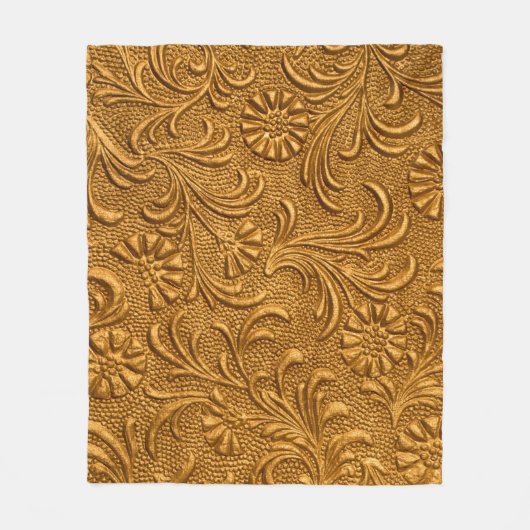 Vintage Goldblumenschmuck Fleecedecke (Vorderseite)