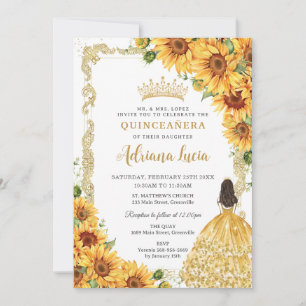 Vintage Goldblütenprinzessin Quinceañera Einladung