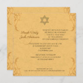 Vintage Goldbrokade Jüdische Hochzeit Einladung (Vorne/Hinten)