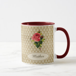 Vintage Golddamast-Muster-Rosa-Rose für Mutter Tasse