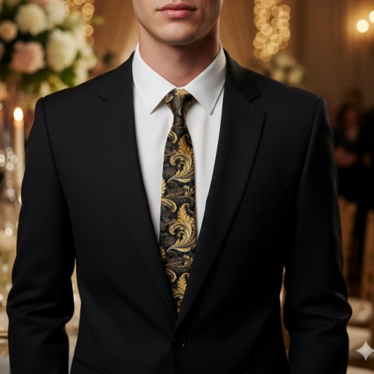 Vintage Golden Floral-Blätter Krawatte