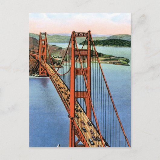 Vintage Golden Gate Bridge Postkarte (Vorderseite)