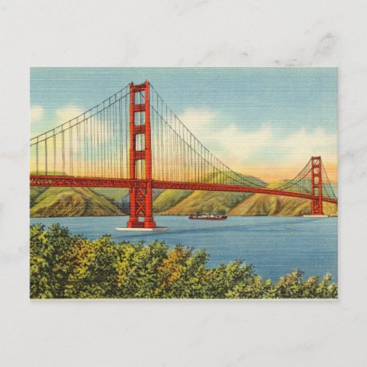 Vintage Golden Gate Bridge San Francisco Postkarte (Vorderseite)