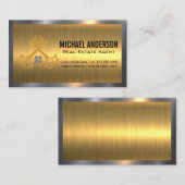 Vintage Golden Keys | Real Anwesen | Metallisch Visitenkarte (Vorne/Hinten)