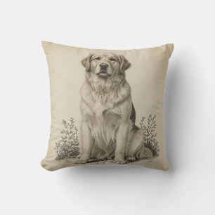 Vintage Golden Retriever Antikes Hunde Kunst Portr Kissen