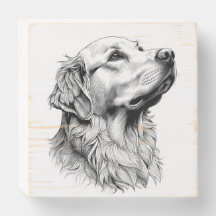 Vintage-Golden-Retriever-Gravur-Holz-Wandkunst