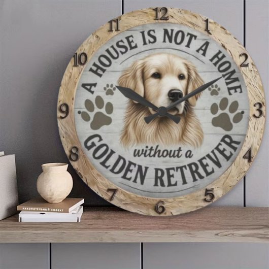 Vintage Golden Retriever Große Wanduhr
