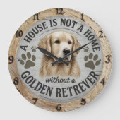 Vintage Golden Retriever Große Wanduhr (Vorderseite)