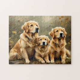 Vintage Golden Retriever Hunde Druck Puzzle